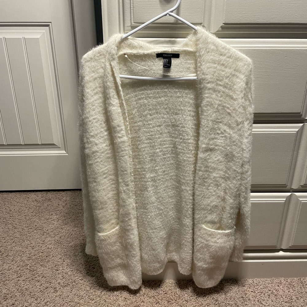fuzzy cardigan